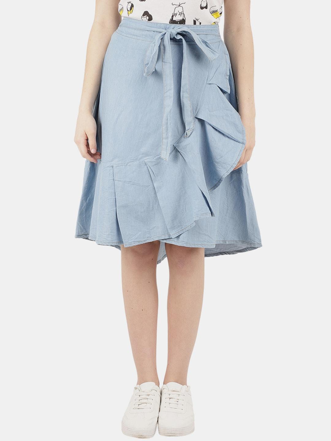 V-Mart Tulip Cotton Denim Knee-Length Skirt