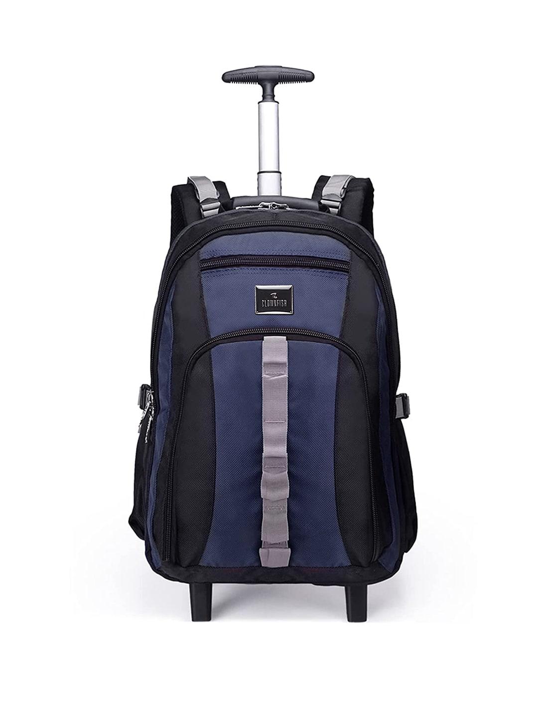 the-clownfish-water-resistant-two-wheel-laptop-trolley-backpack-with-compression-straps