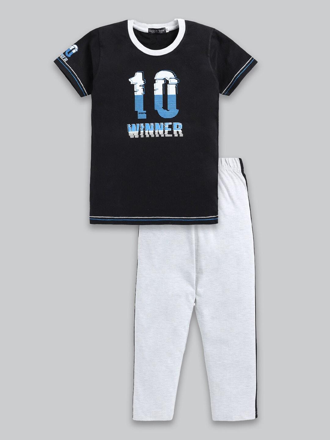 Todd N Teen Boys Pure Cotton Printed T-shirt with Trousers