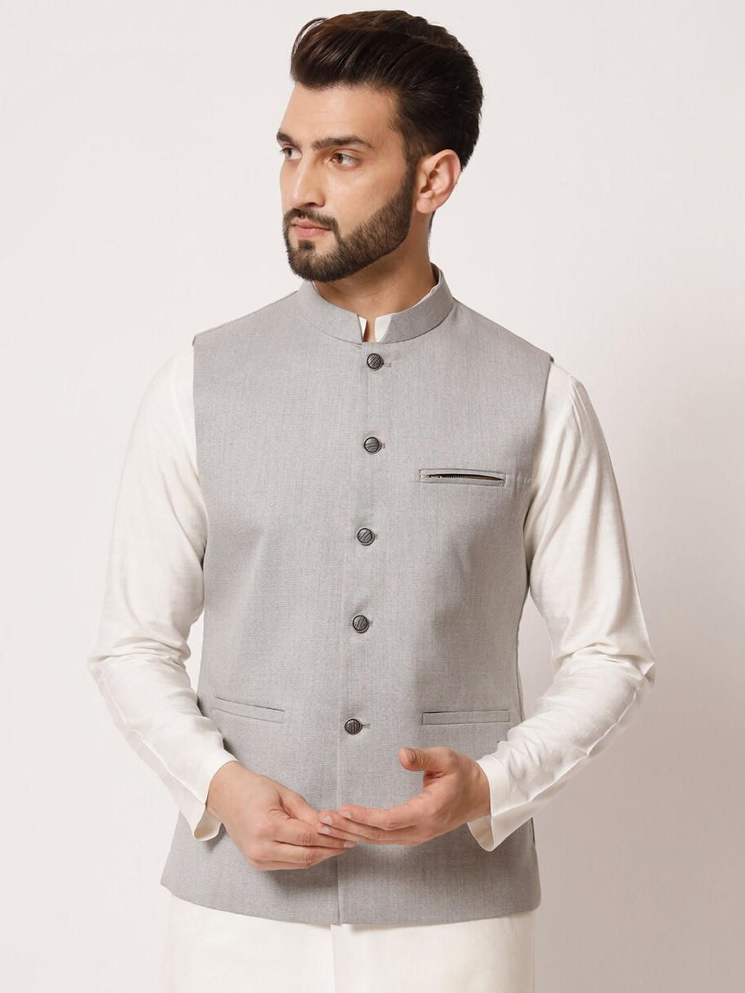 MAXENCE Pure Silk Nehru Jacket