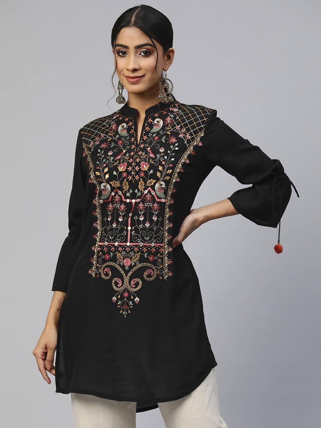 nayam-by-lakshita-viscose-rayon-mandarin-collar-embroidered-tunic