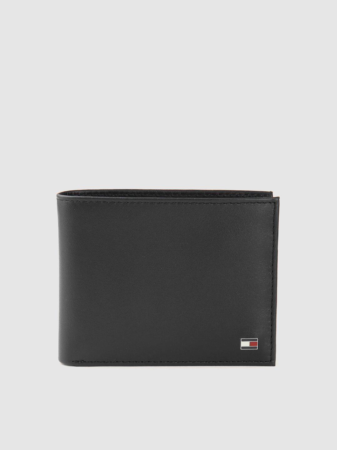 Tommy Hilfiger Men Black Solid Leather Two Fold Wallet