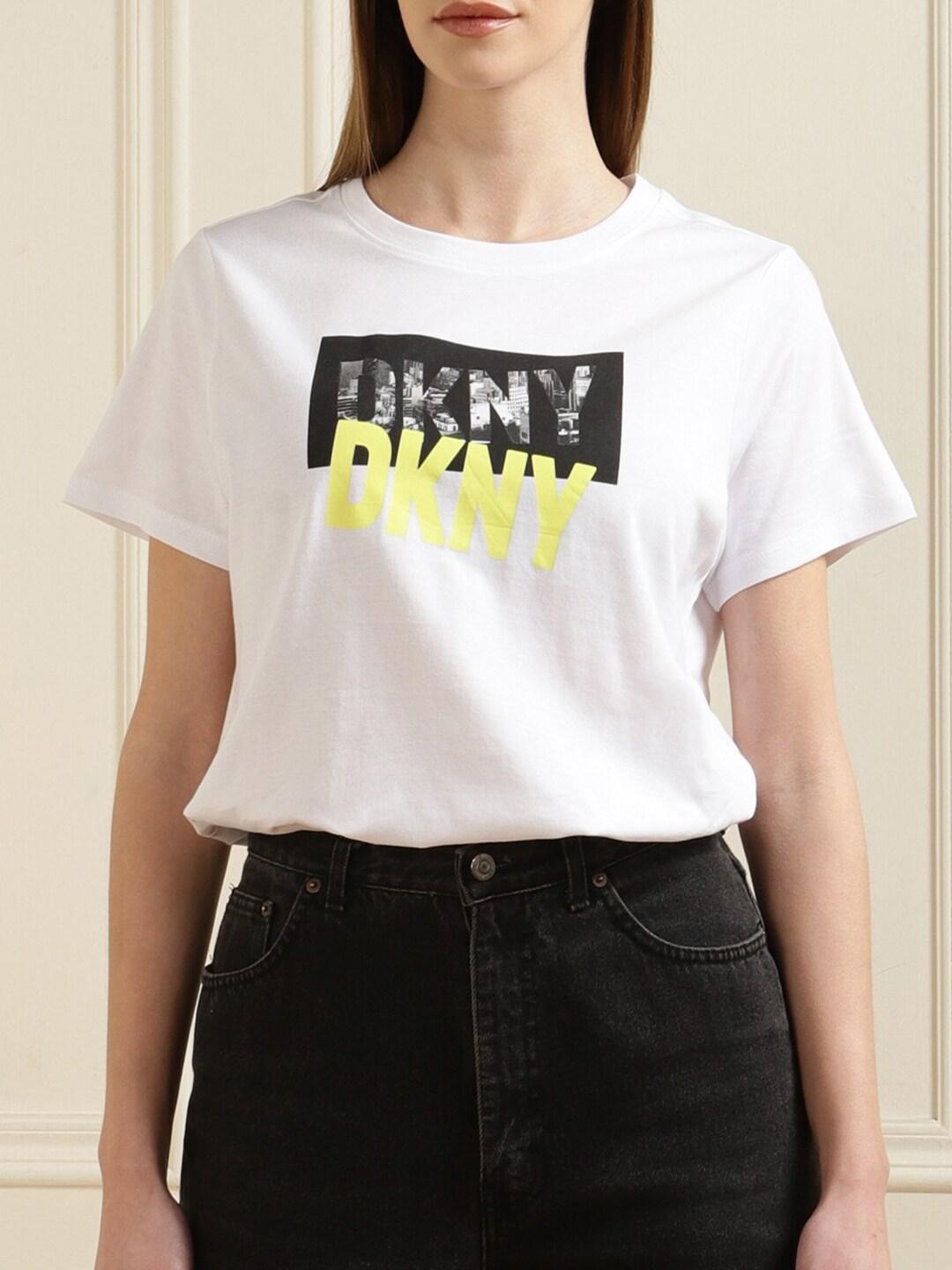 DKNY Brand Logo Printed Cotton T-shirt