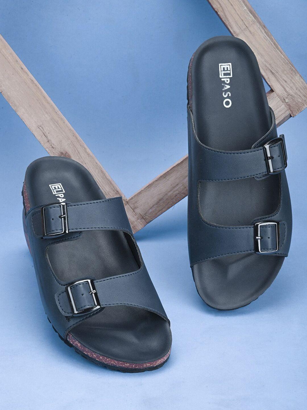 El Paso Men Open Toe Comfort Sandals With Buckle Detail