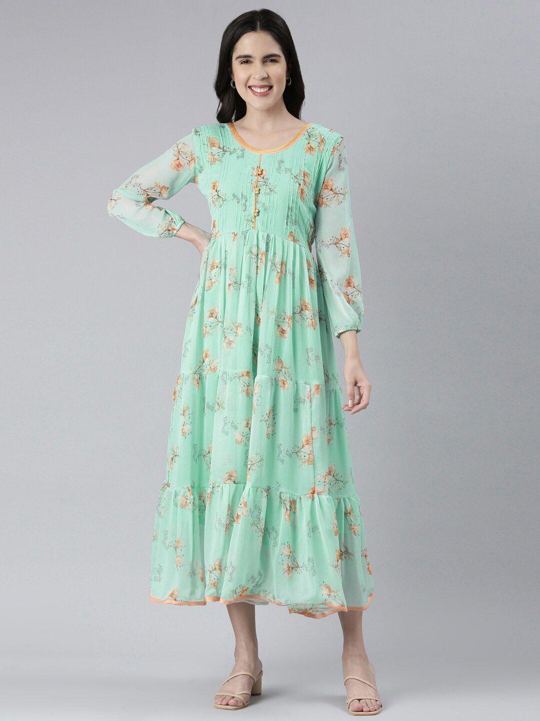 souchii-floral-printed-gathered-tiered-chiffon-fit-&-flare-midi-dress