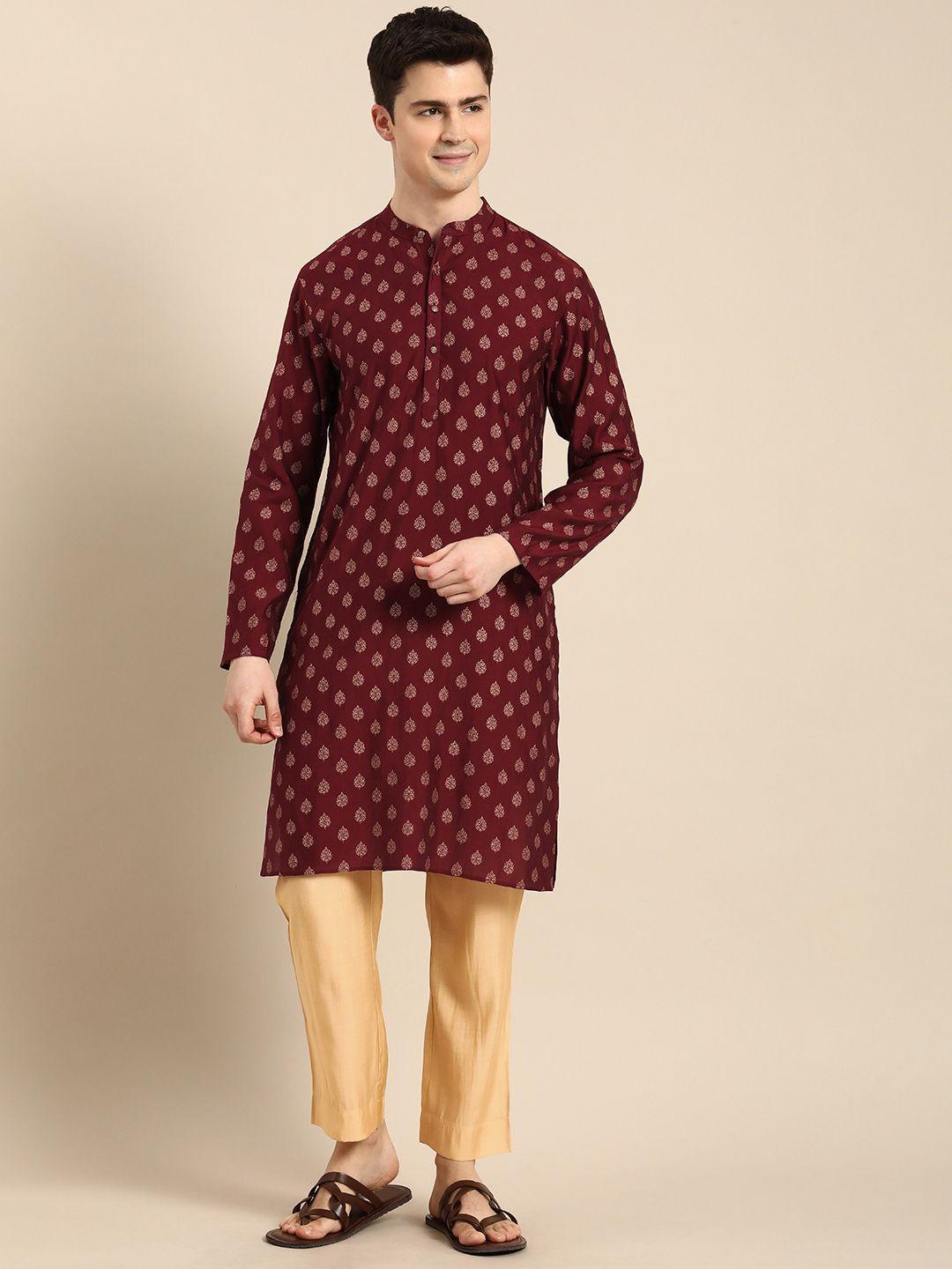 anouk-men-ethnic-motifs-printed-regular-kurta-with-pyjamas