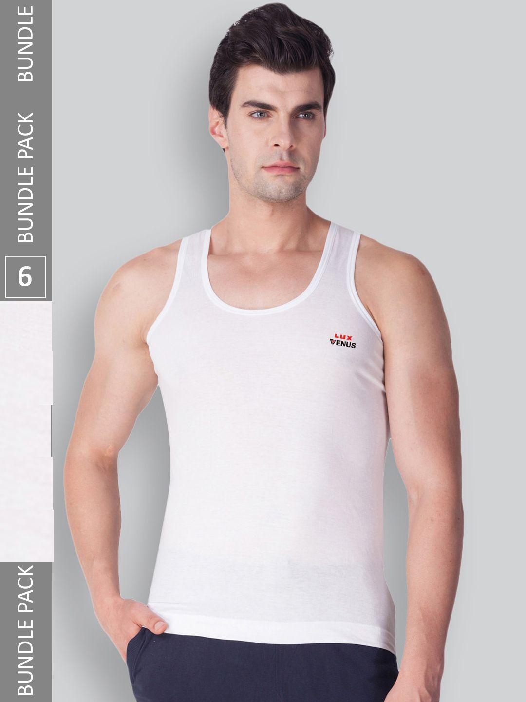 LUX VENUS Pack Of 6 Brand Logo printed Pure Cotton Basic Vests
