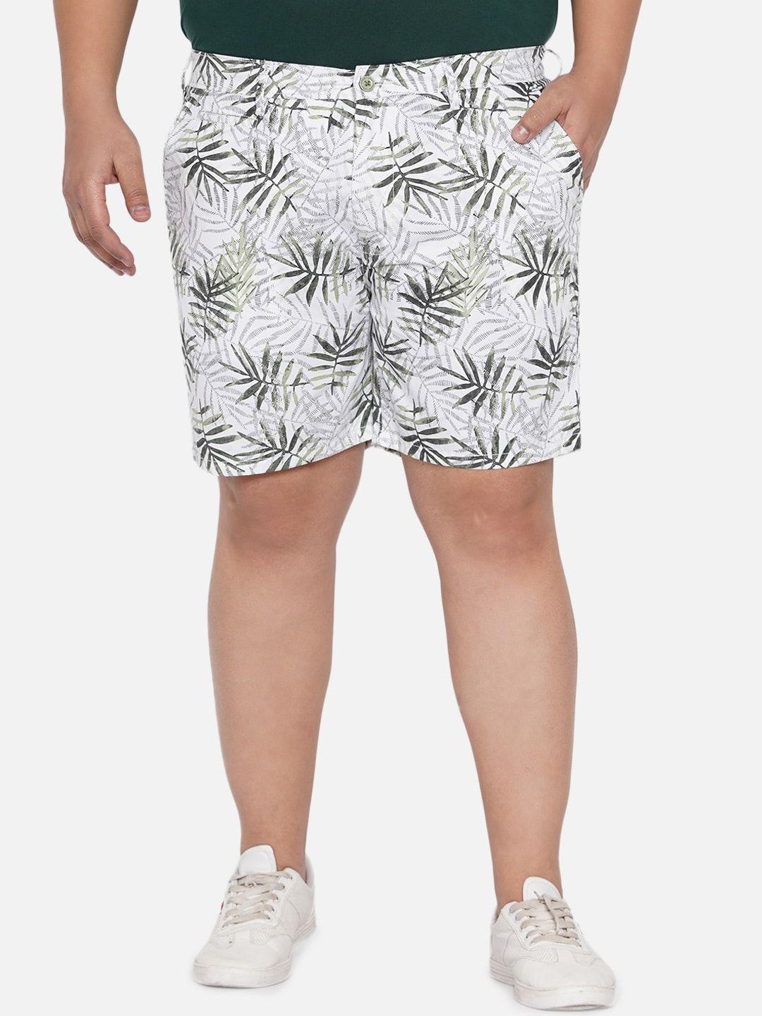 John Pride Men Plus Size Tropical Printed Pure Cotton Regular Fit Mid-Rise Shorts