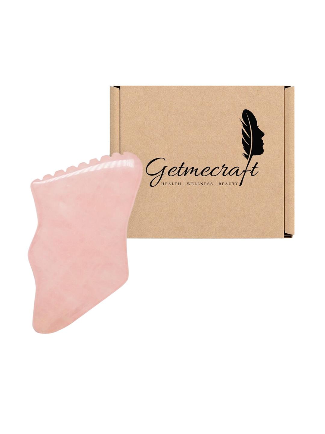 Getmecraft Rose Quartz Gua Sha Facial Massage Tool with Teeth Shape Sides & Ridges