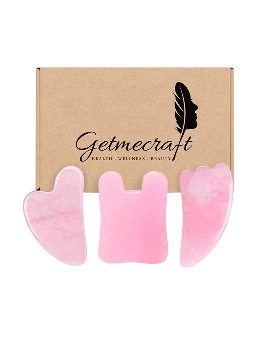 Getmecraft Set of Rose Quartz - Wing Shape - Rabbit Ear Shape Gua Sha Massage Tool
