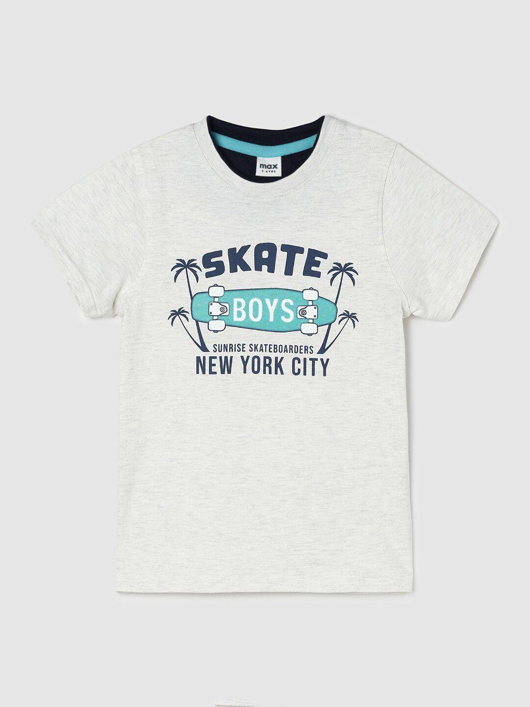 max Boys Typographic Printed Cotton T-Shirt