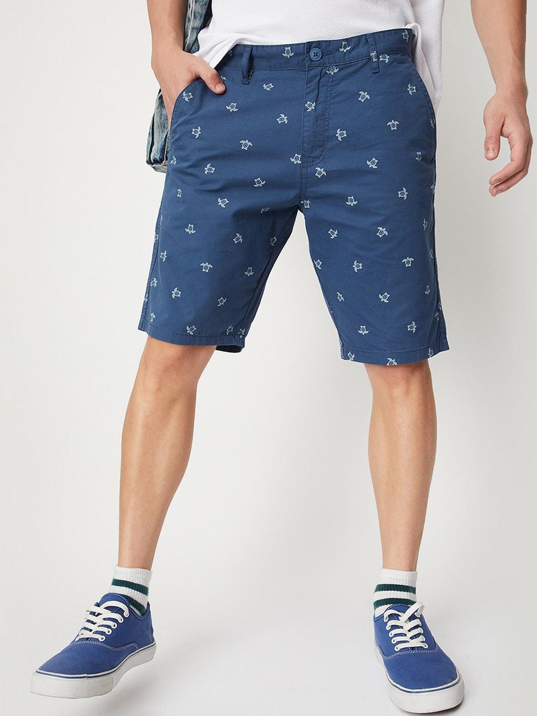 max-men-printed-mid-rise-pure-cotton-shorts