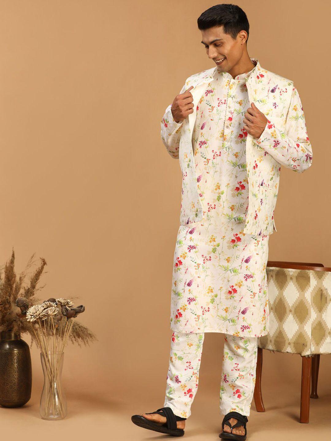 vastramay-floral-printed-mandarin-collar-kurta-with-pyjamas-with-printed-nehru-jacket