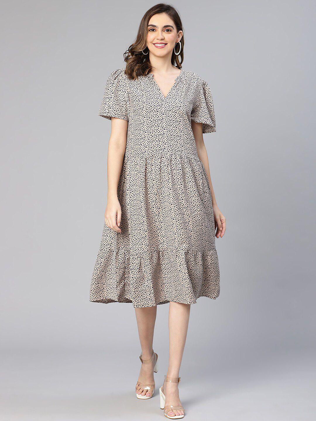 oxolloxo-abstract-dot-print-knee-length-a-line-midi-dress