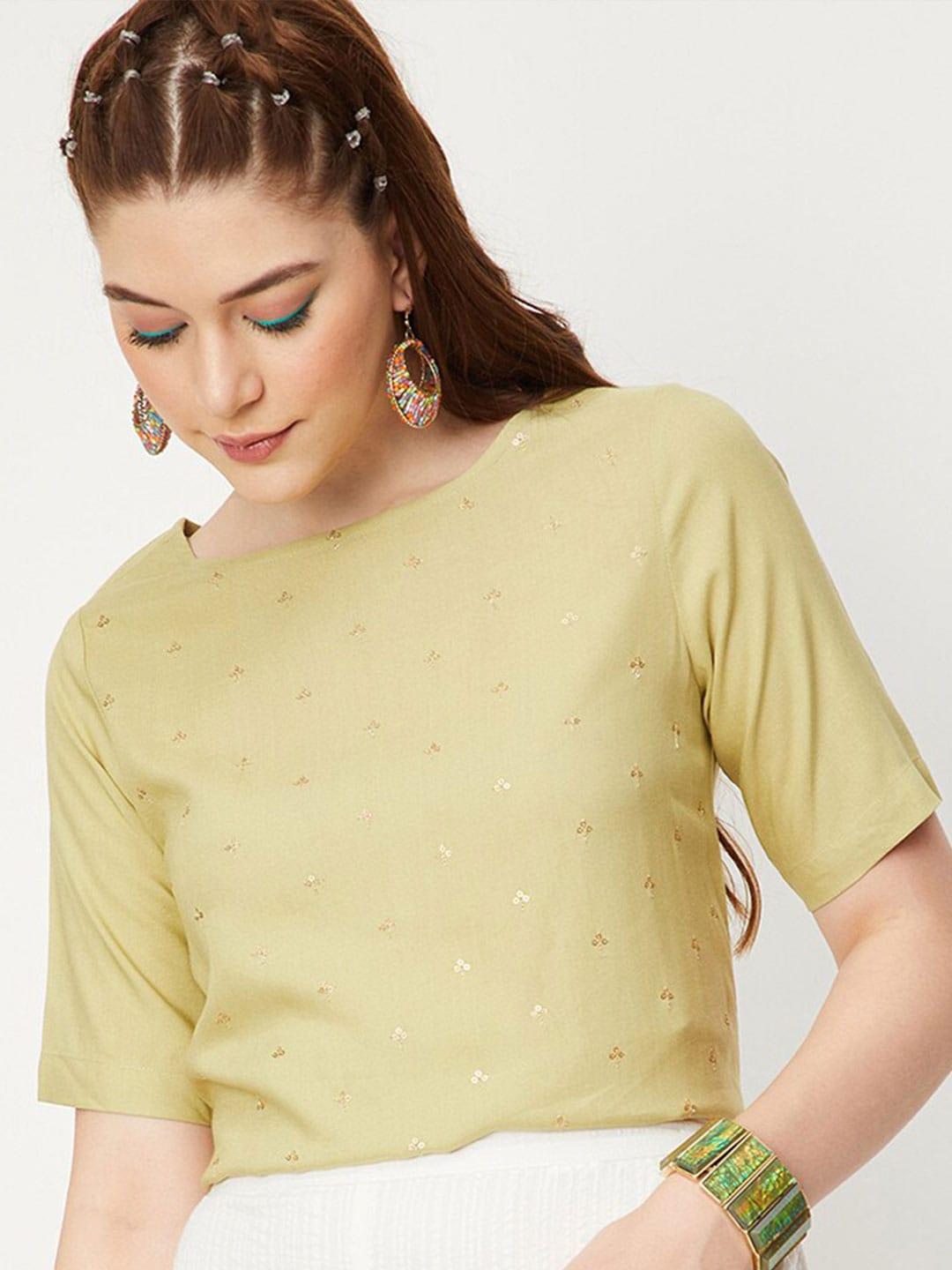 max Embellished Round Neck Casual Top