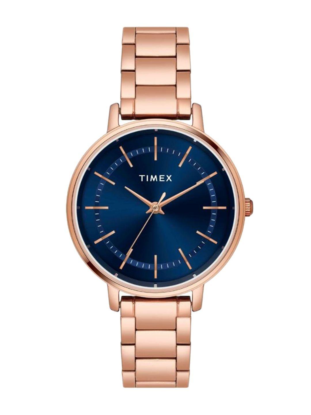 timex-women-brass-dial-&-stainless-steel-bracelet-style-straps-analogue-watch-twel15804