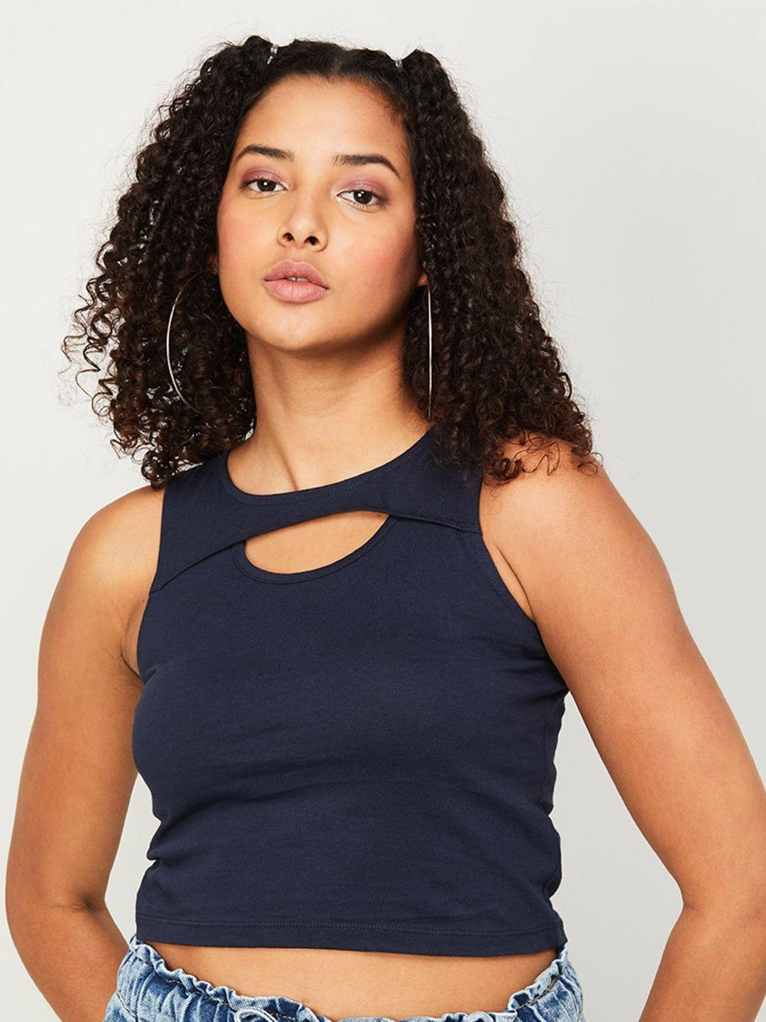 ginger-by-lifestyle-cut-out-round-neck-sleeveless-fitted-crop-top