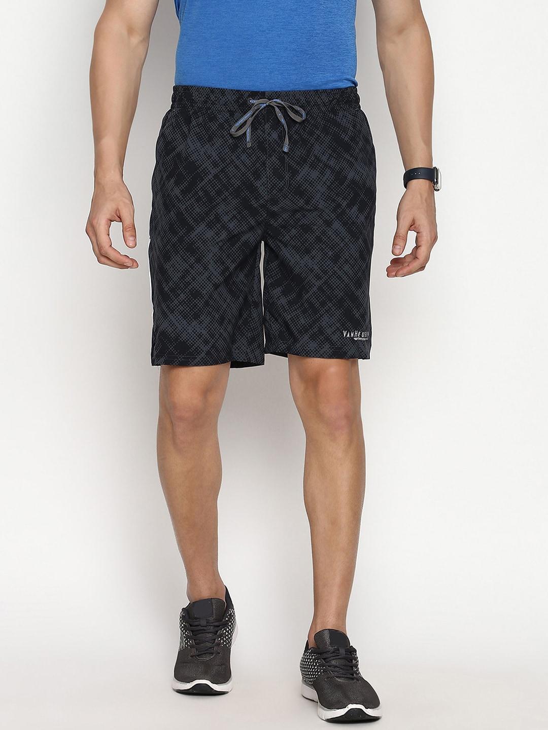 Van Heusen Men Abstract Printed Mid-Rise Sports Shorts