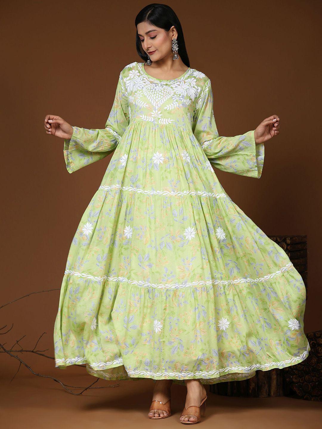 house-of-kari-floral-printed-bell-sleeve-embroidered-pure-cotton-maxi-ethnic-dress