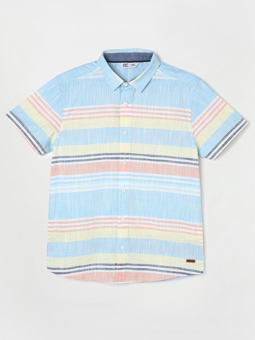 Fame Forever by Lifestyle Boys Horizontal Striped Pure Cotton Casual Shirt