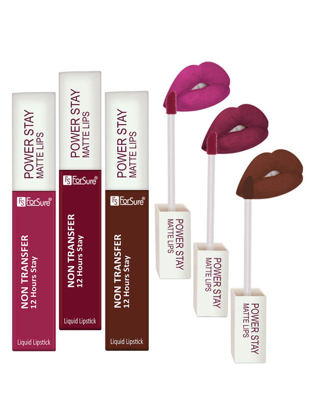 forsure-power-stay-set-of-3-lipstick-4ml-each-walnut-brown-16+power-maroon-09+dark-pink-10