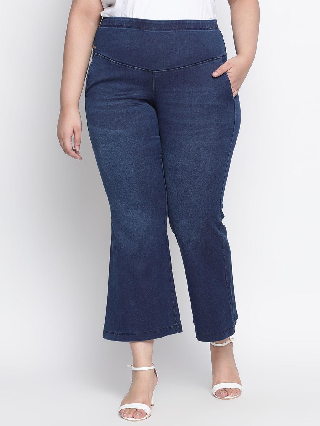 Amydus Women Plus Size Flared High-Rise Stretchable Jeans