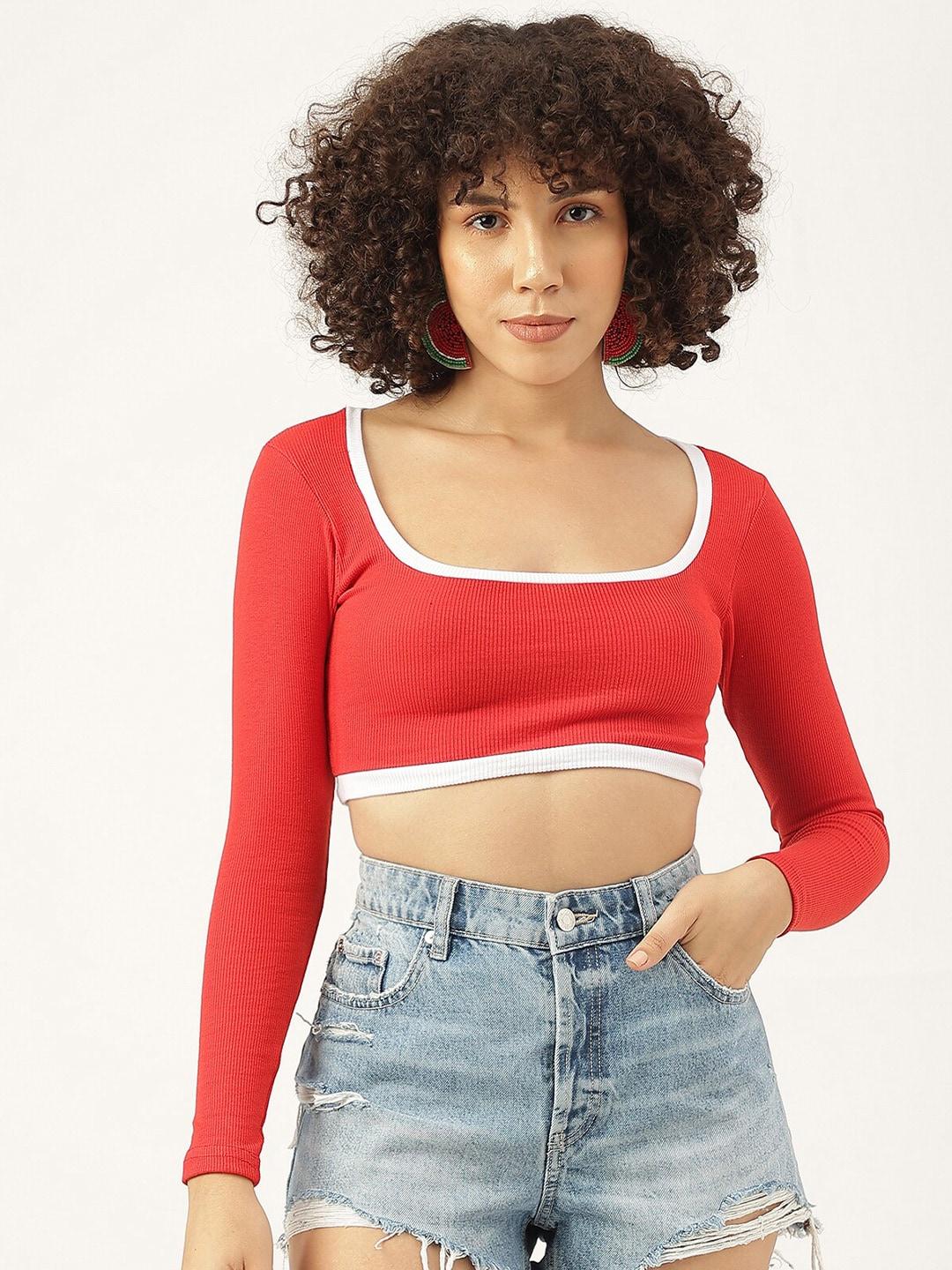 aahwan-square-neck-long-sleeves-fitted-cotton-crop-top