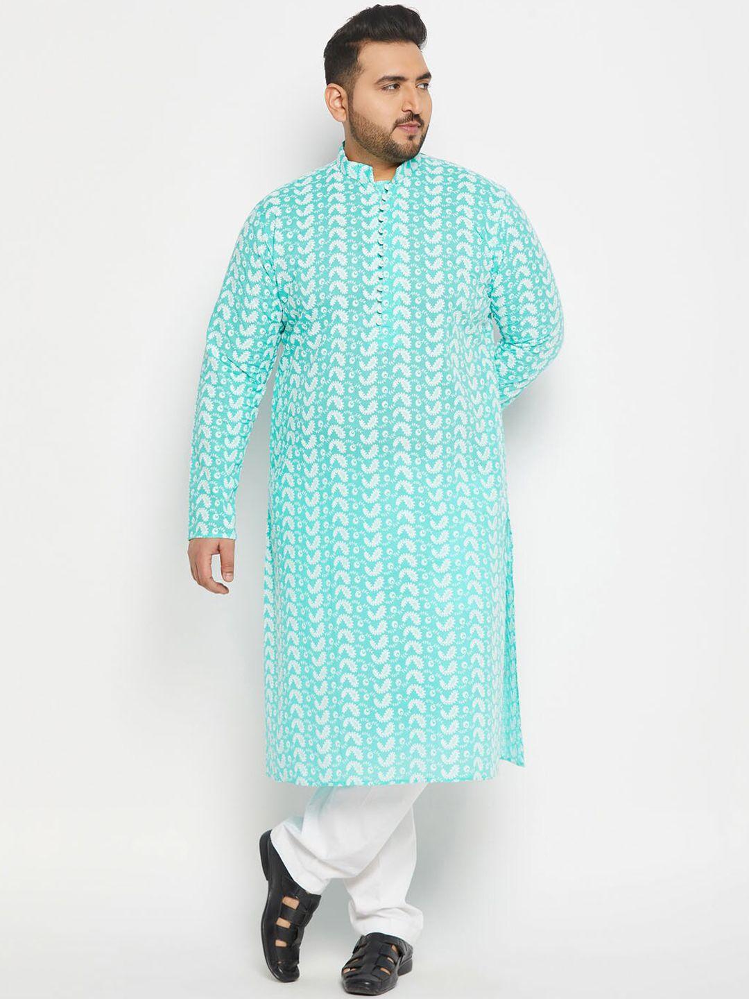 VASTRAMAY PLUS Paisley Embroidered Chikankari Pure Cotton Kurta with Pyjamas