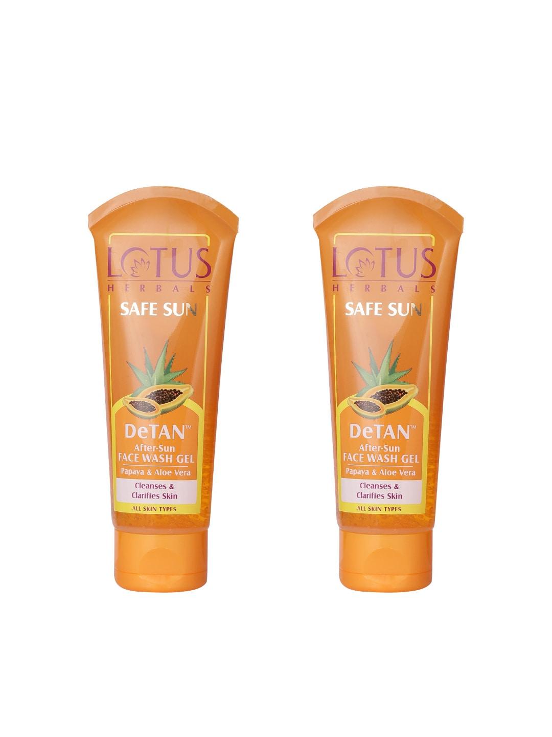Lotus Herbals Set of 2 Safe Sun DeTAN After-Sun Face Wash Gel - 100g each