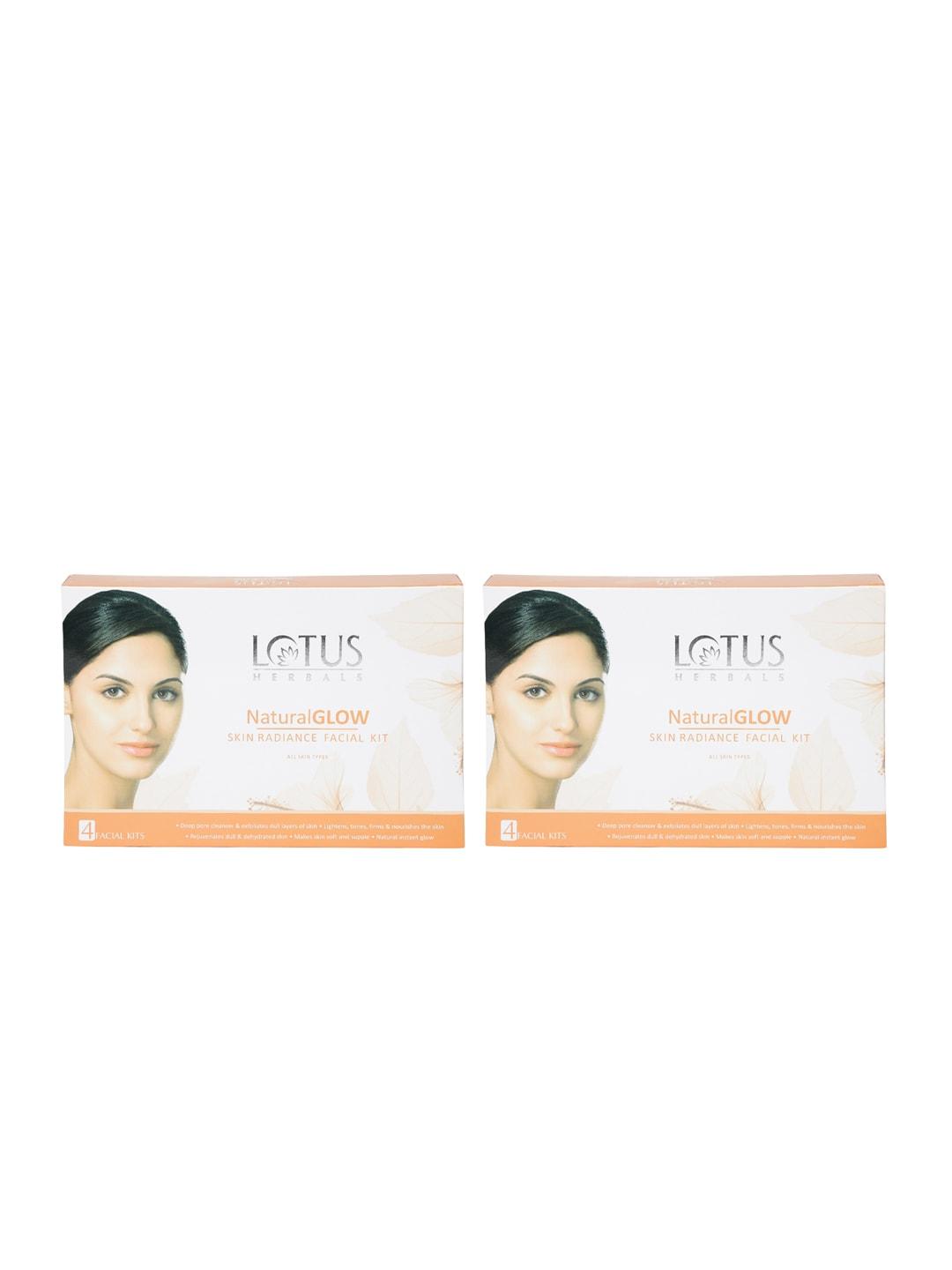 Lotus Herbals Set Of 2 NaturalGLOW Skin Radiance Facial Kits - 4 Kits Each