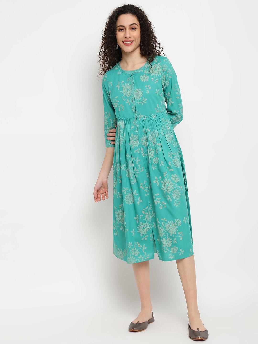 imara-floral-printed-layered-fit-&-flare-midi-dress