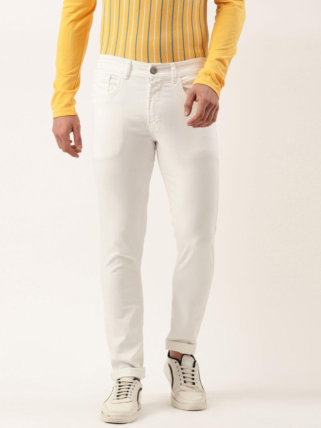 IVOC Men White Slim Fit Stretchable Jeans