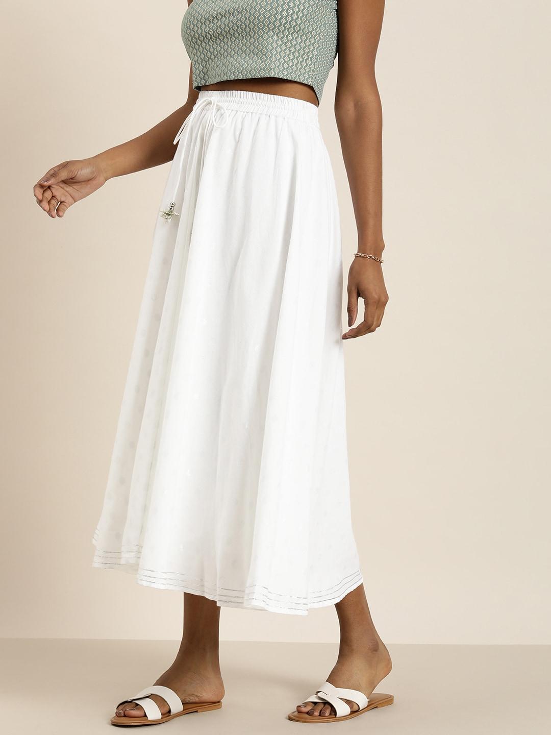 Taavi Woven Legacy Pure Cotton Gathered Detail Midi Skirt