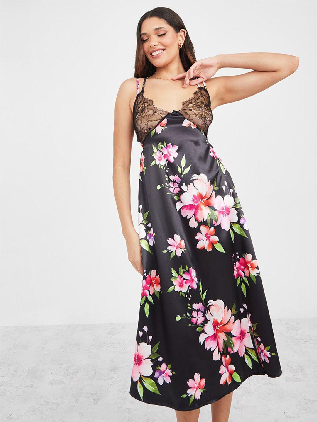 styli-black-floral-printed-nightdress