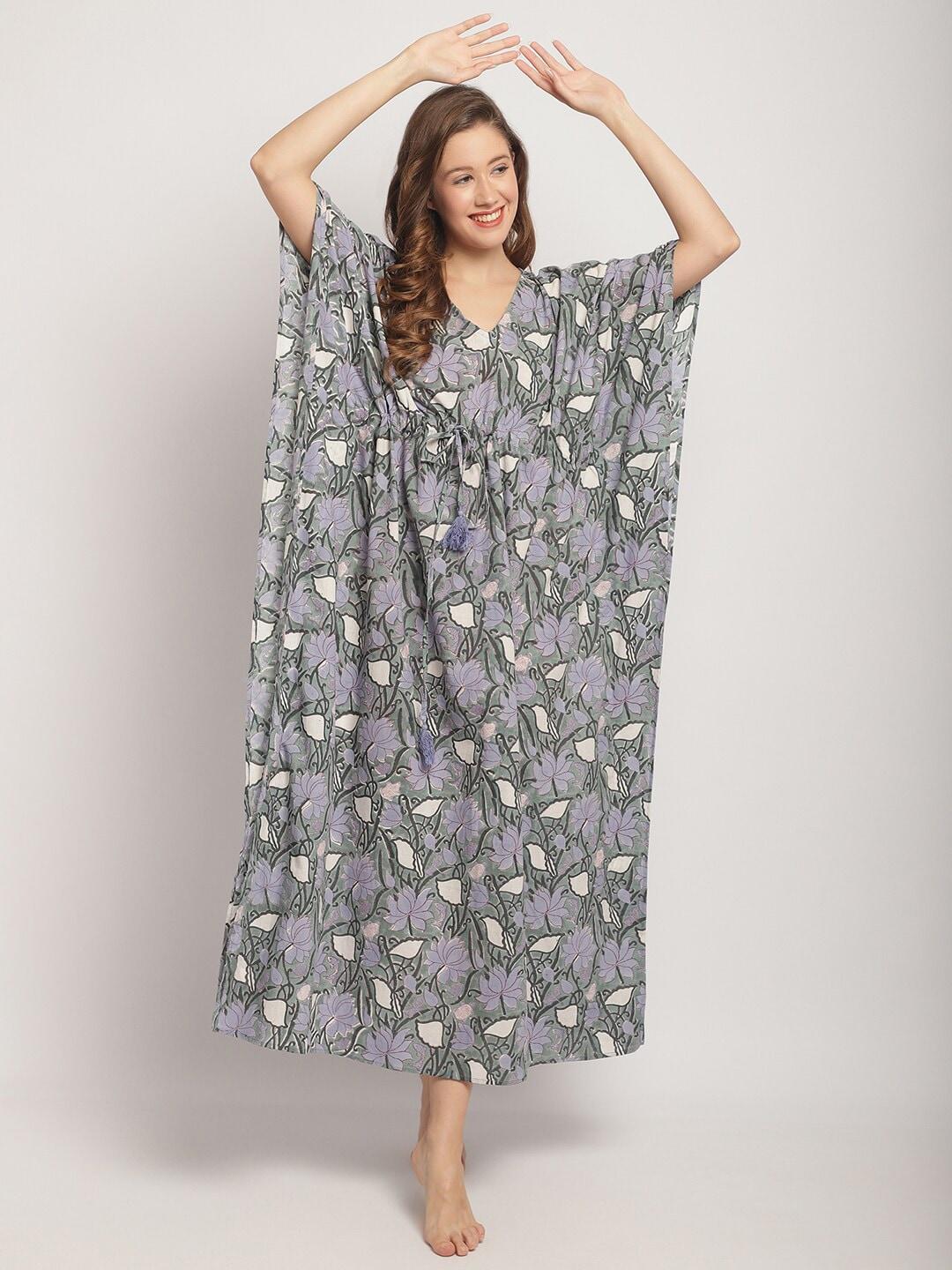 secret-wish-floral-printed-v-neck-pure-cotton-kaftan-nightdress