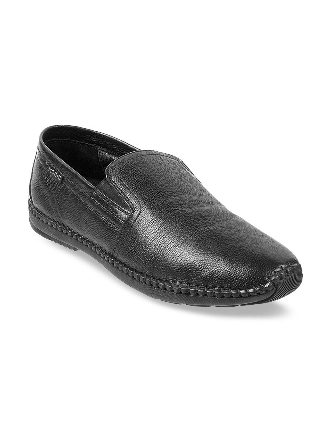 Mochi Men Textured Leather Formal Slip-On Shoes