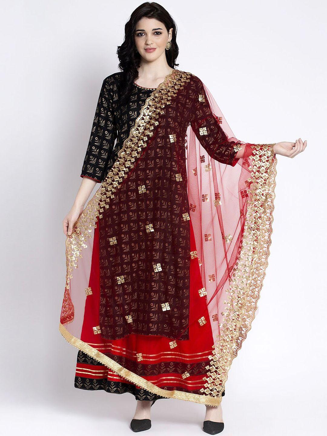 Clora Creation Ethnic Motifs Embroidered Dupatta with Sequinned