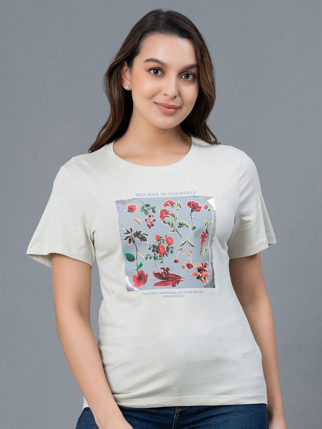 Mode by Red Tape Floral Printed Pure Cotton T-shirt