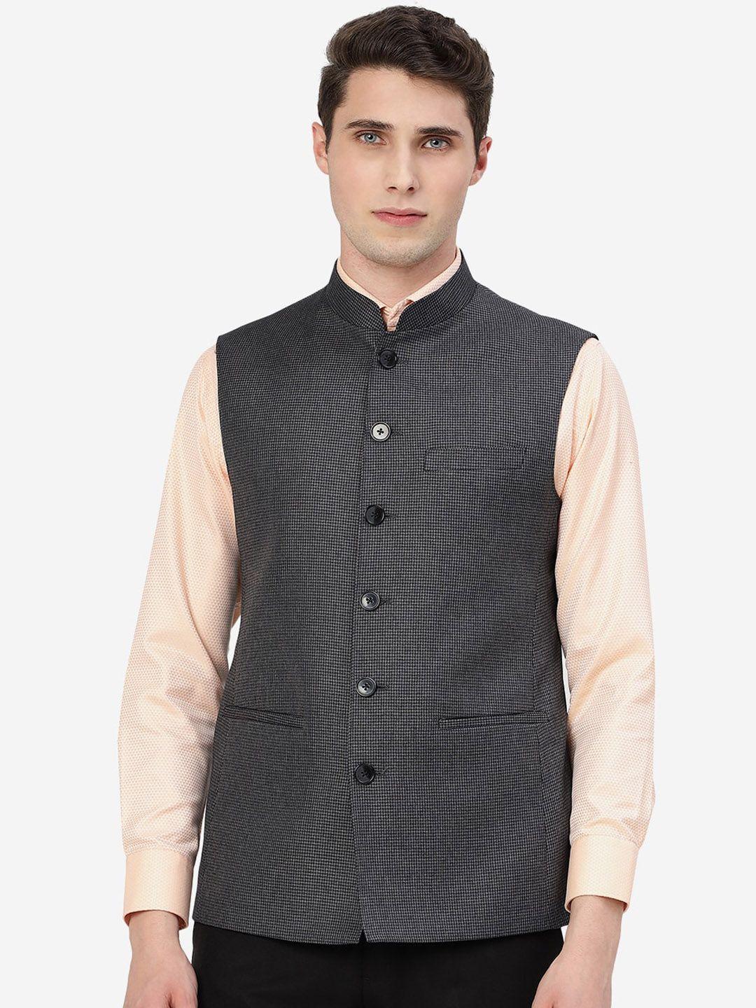 MODI JACKET Men Textured Terry Wool Nehru Jacket