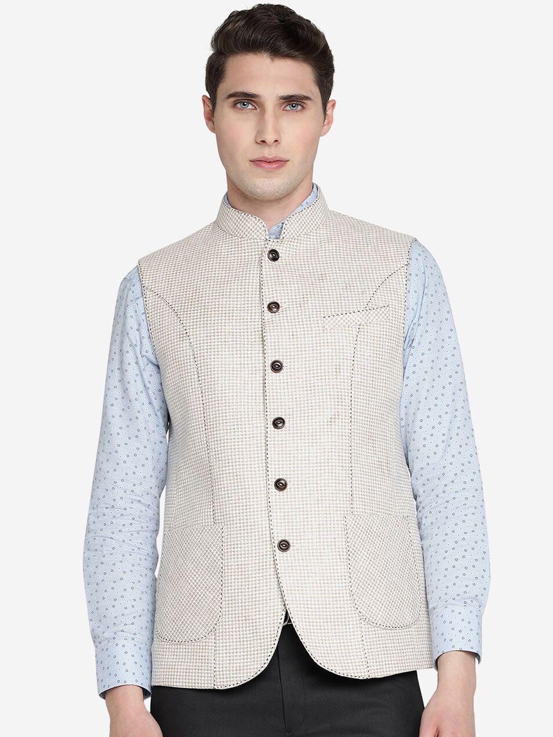 MODI JACKET Men Textured Terry Wool Nehru Jacket