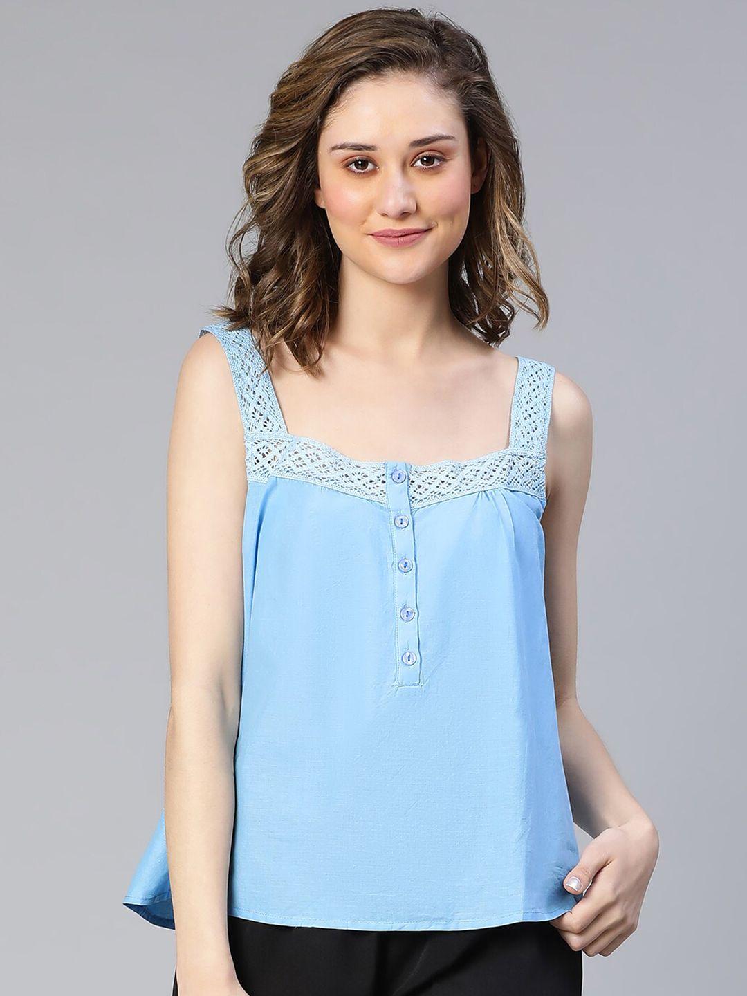 oxolloxo-square-neck-sleeveless-laced-with-buttons-cotton-top