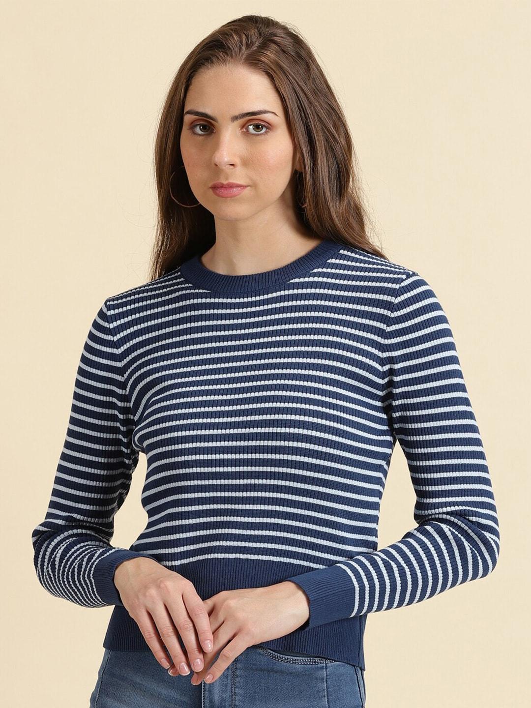 showoff-horizontal-striped-acrylic-fitted-top