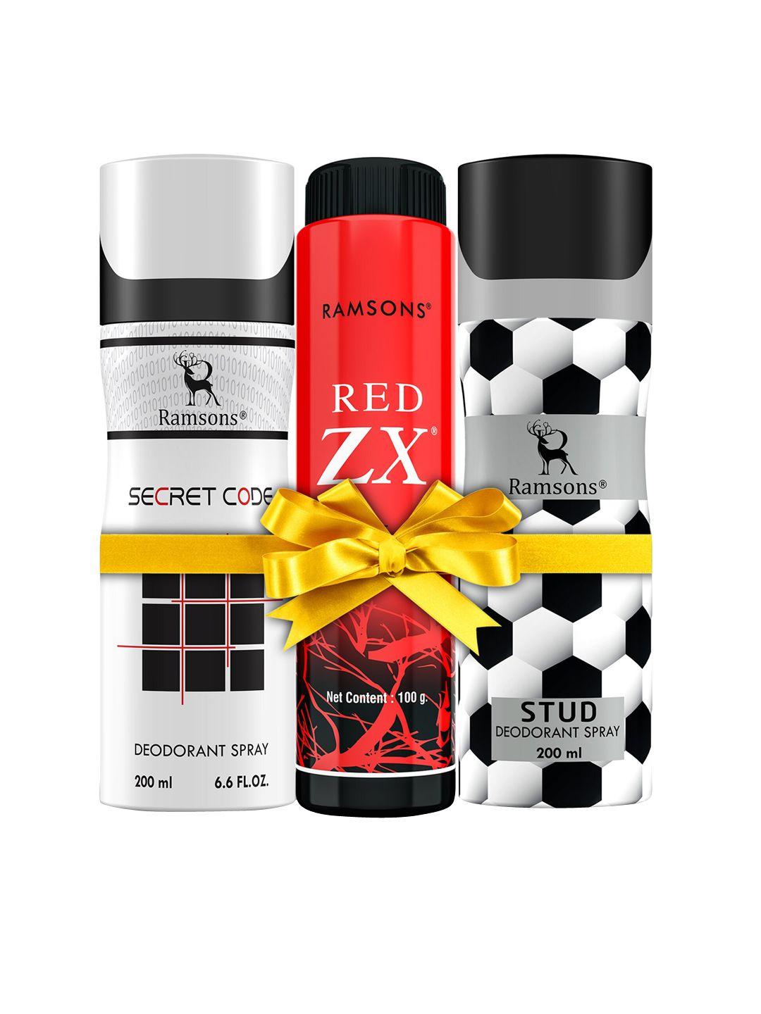 ramsons-set-of-2-deodorants-200ml-each---secret-code-&-stud-with-red-zx-deo-talc-100g