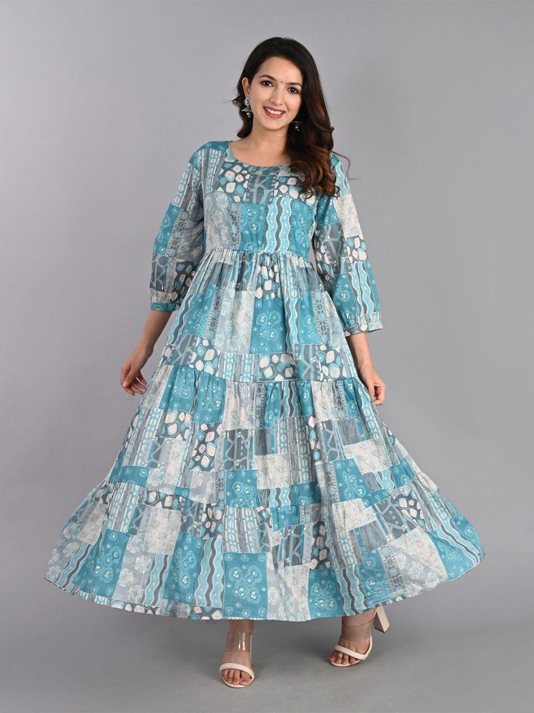 do-dhaage-abstract-printed-tiered-fit-&-flare-ethnic-maxi-dress