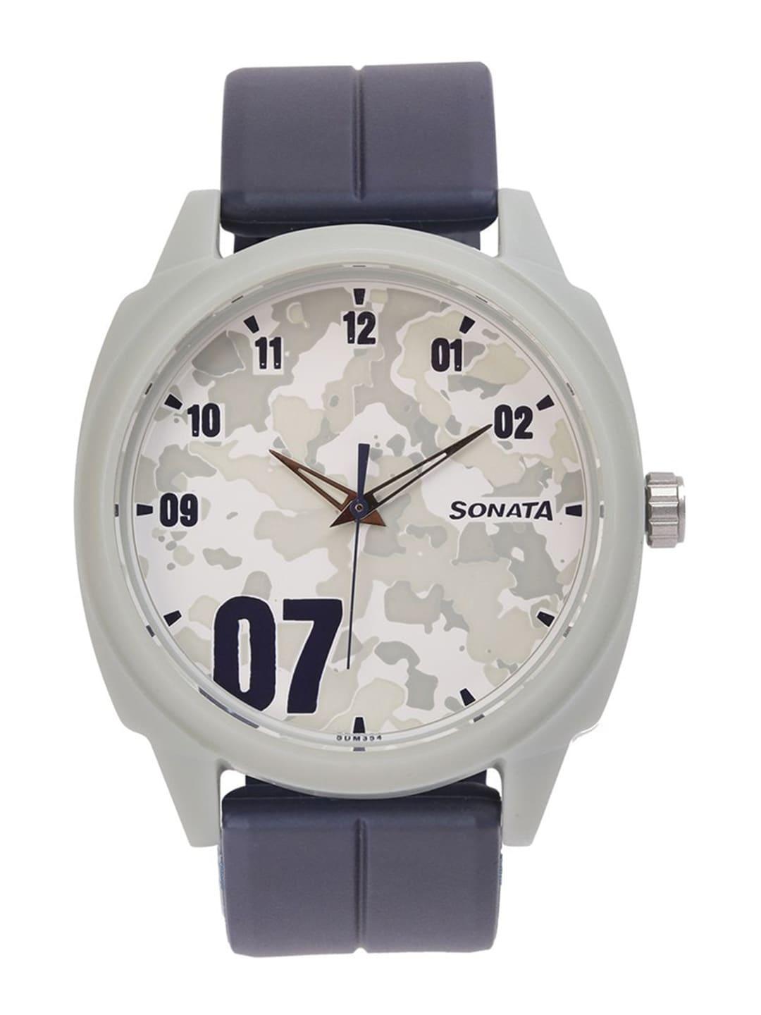 Sonata Men Printed Analogue Watch 77086PP14W