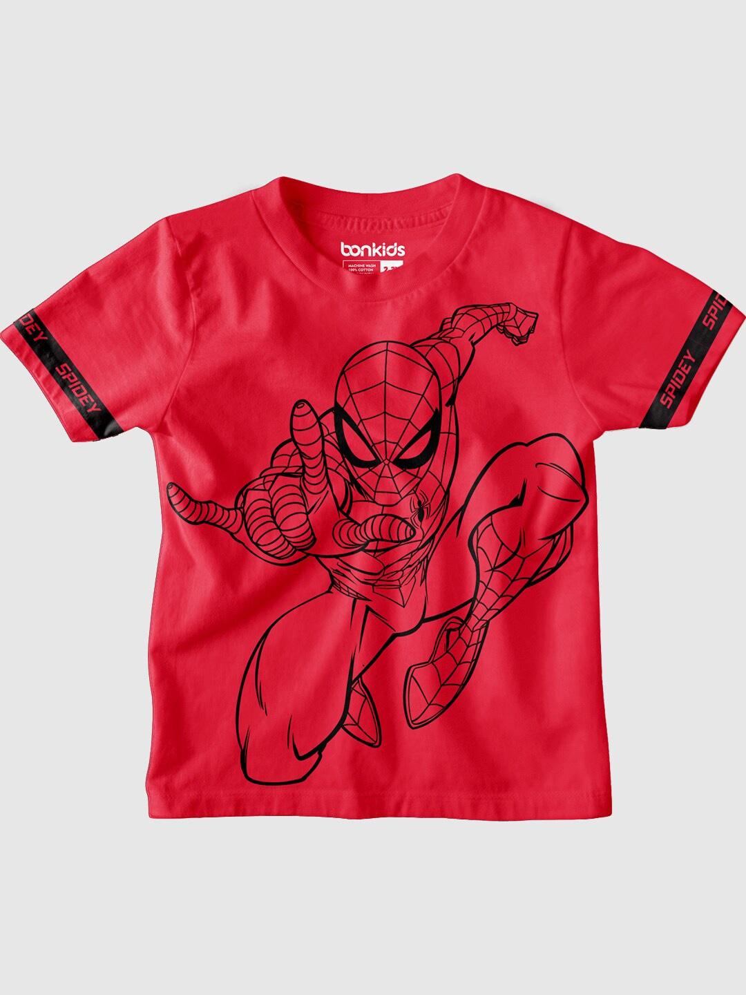 BONKIDS Boys Spider-man Printed Cotton Casual T-Shirt
