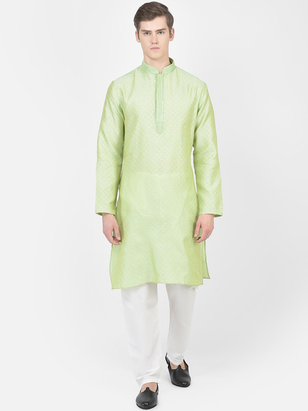 SG LEMAN Woven Design Mandarin Collar Kurta with Pyjamas