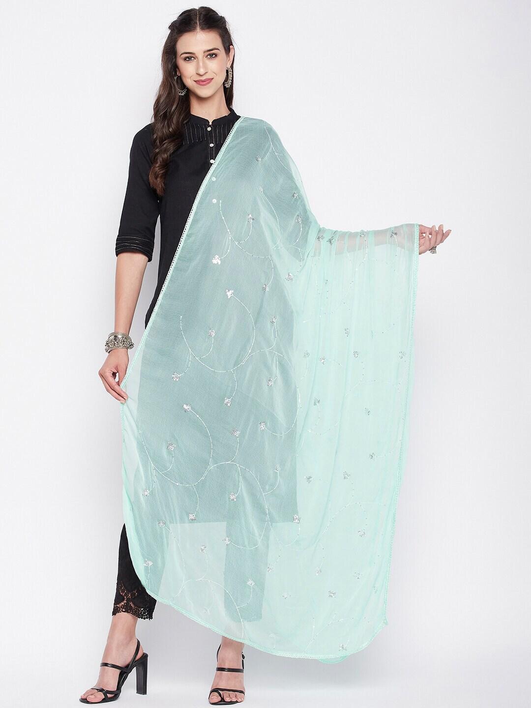 Clora Creation Embroidered Chiffon Dupatta With Sequinned