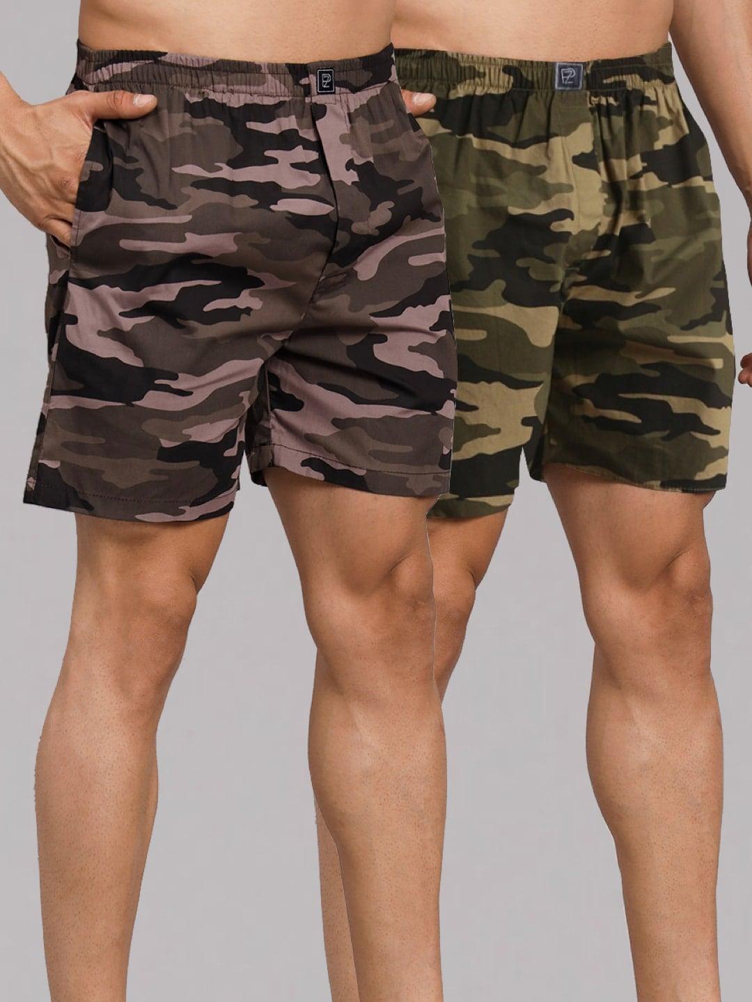 PEPPYZONE Pack Of 2 Camouflage Printed Pure Cotton Boxers
