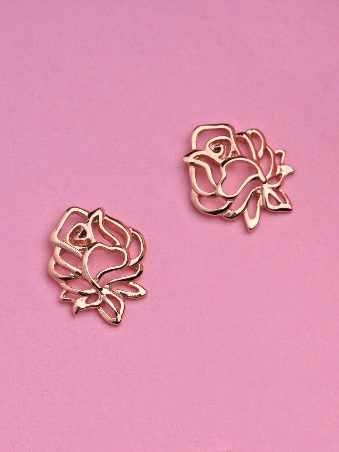 Estele Rose Gold-Plated Floral Stud Earrings
